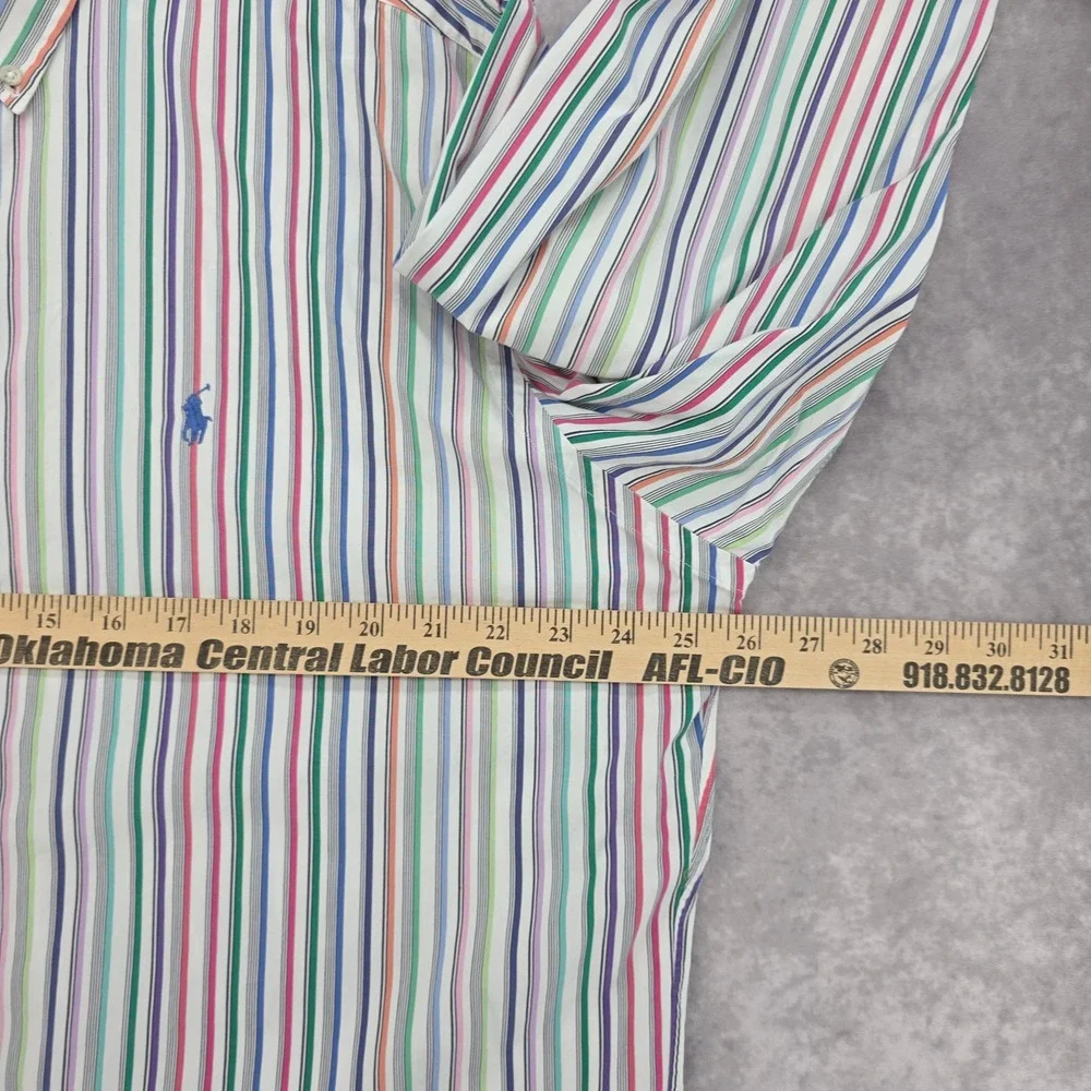 Polo Ralph Lauren Mens XL Button Down Shirt Multi Color Striped Custom Fit Pony‎